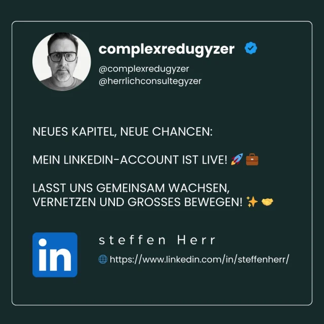 Neues Kapitel, neue Chancen: Mein LinkedIn-Account ist live! 🚀💼 

Lasst uns gemeinsam wachsen, vernetzen und Großes bewegen! ✨🤝 

#Networking #LinkedInJourney